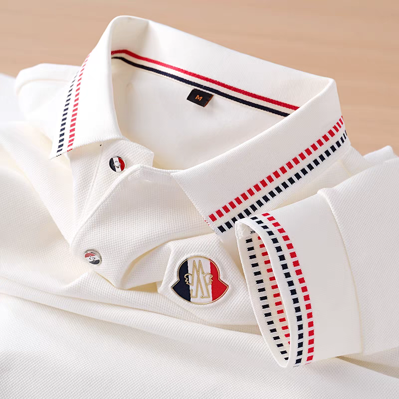 Men's White Full Sleeve Polo T-Shirt
